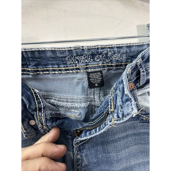 Myth Of‎ Jade Women's Blue Bootcut Medium Wash Stretch Jeans Size 6 Low Rise - Picture 6 of 14